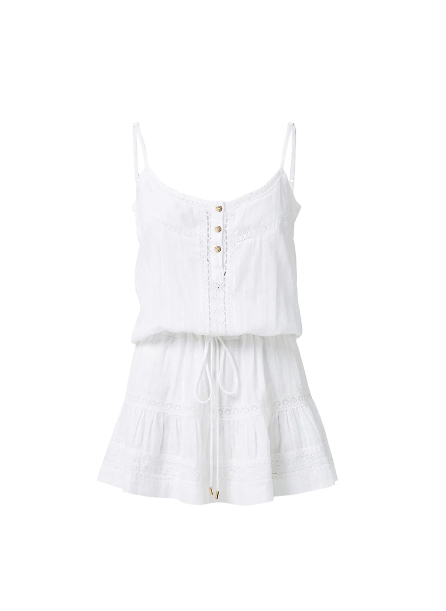 Kelly Draw String Short Dress White