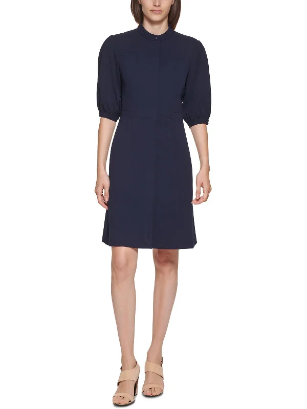 Womens Puff Sleeve Short Wear to Work Dress