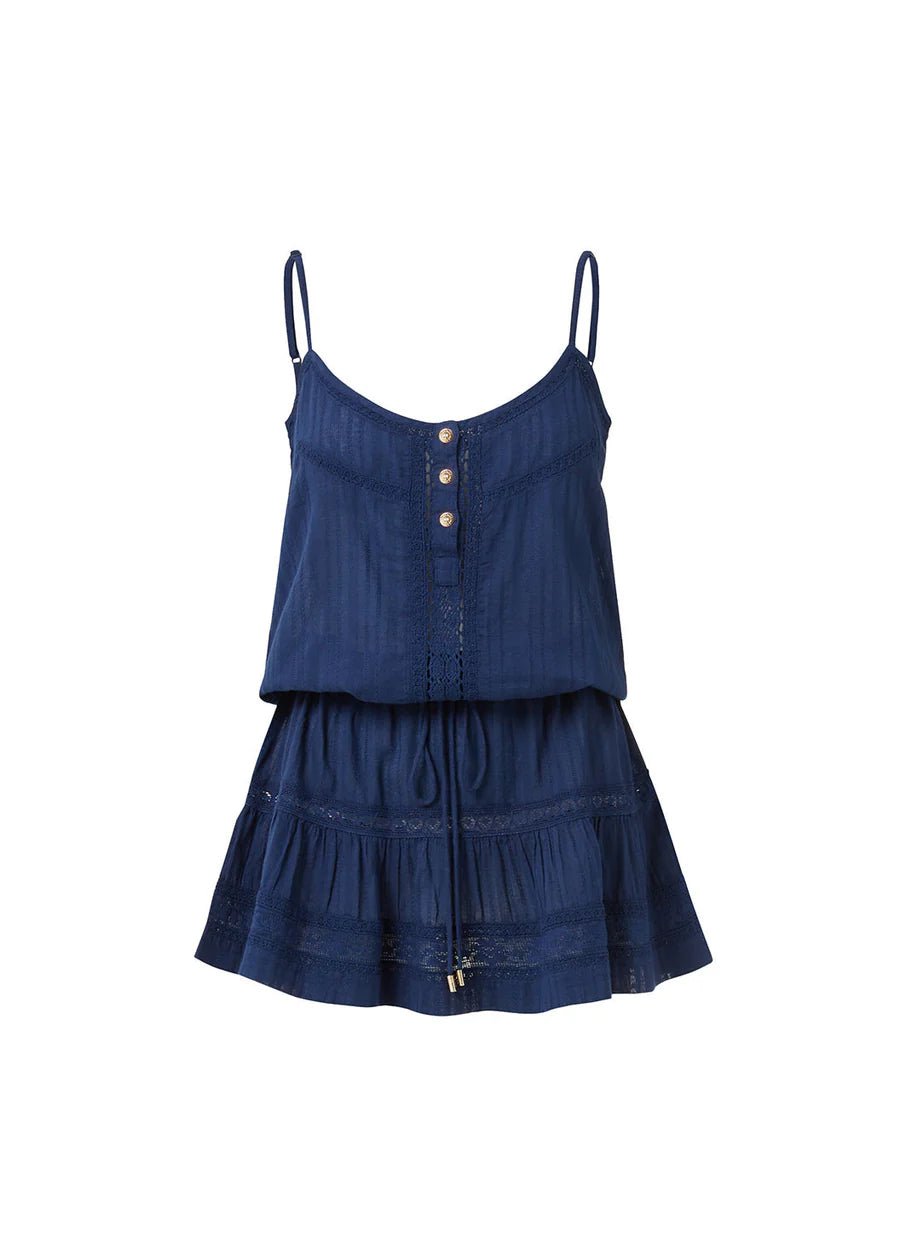 Kelly Crochet Draw String Short Dress Navy