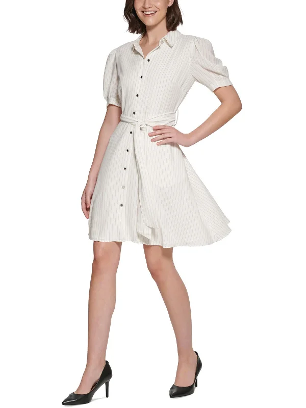 Womens Pinstripe Short Shirtdress