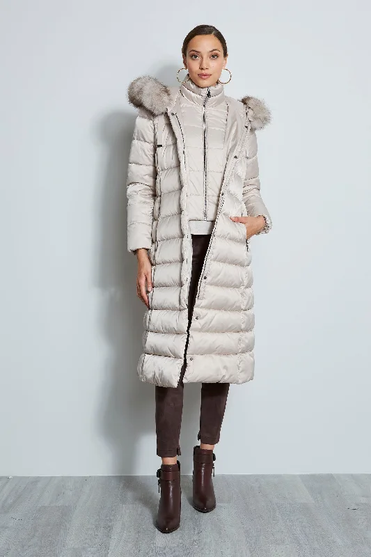 Tahari Maxi Layer Puffer Coat