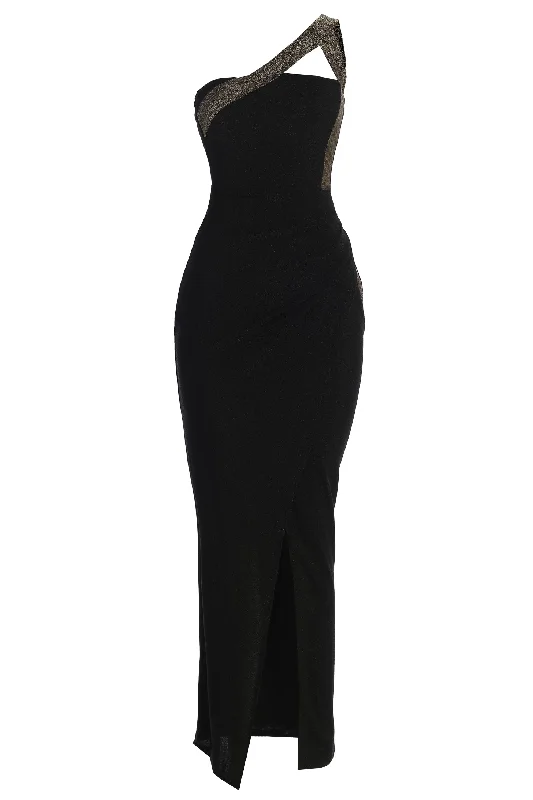 Black Johan One Shoulder Maxi Dress