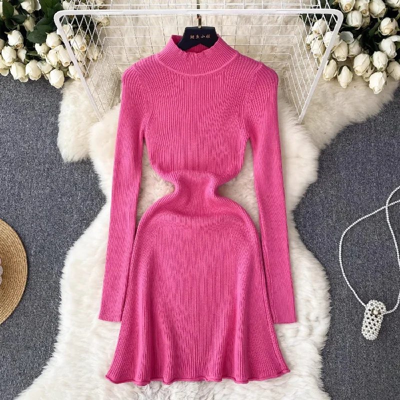 hot girl style solid color knitted dress women's short skirt      S4528