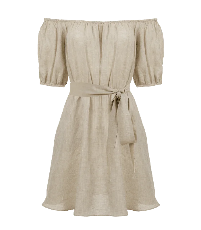 Leto Linen Puff Sleeve Short Dress