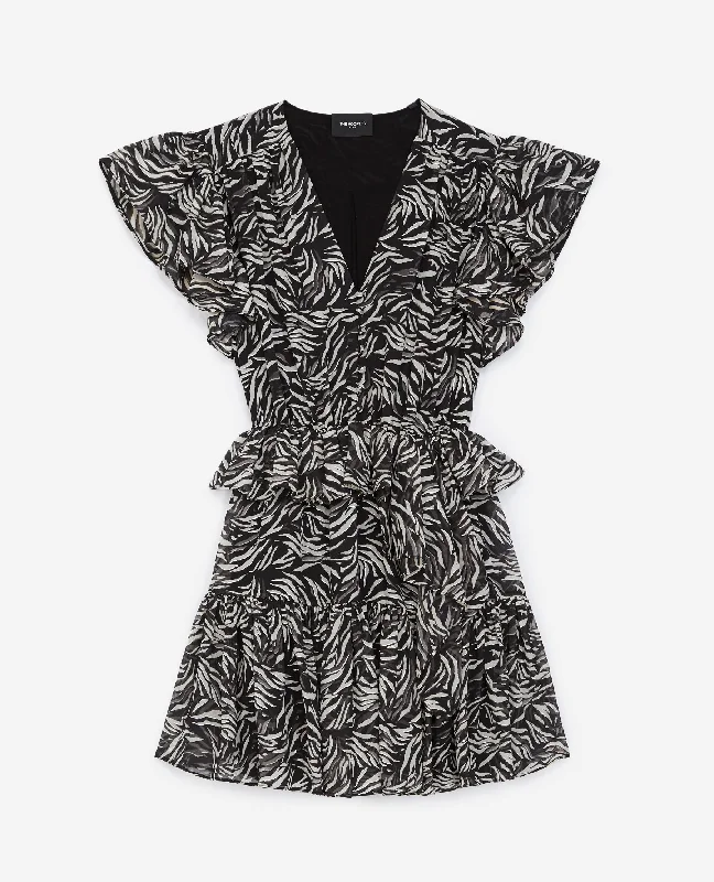 Short And Zebra-Print Dress | Women | Black x White