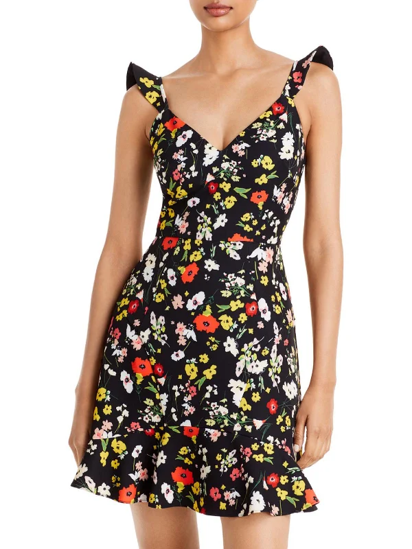 Womens Crepe Floral Print Cocktail and Party Dress