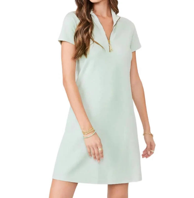 Serena Pique Short Sleeve Dress In Sky Teal