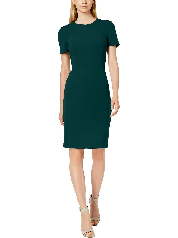 Womens Round Neck Short Sleeve Sheath Dress