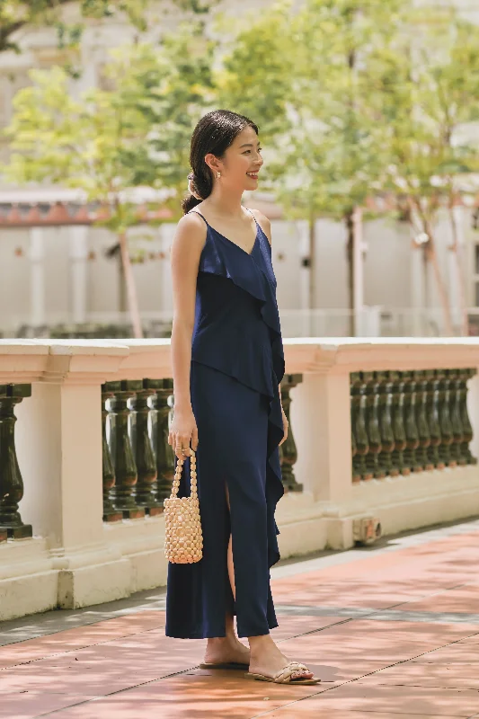 Lita Ruffle Maxi Dress in Blue