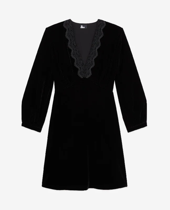 Short Velvet Dress | Women | Black