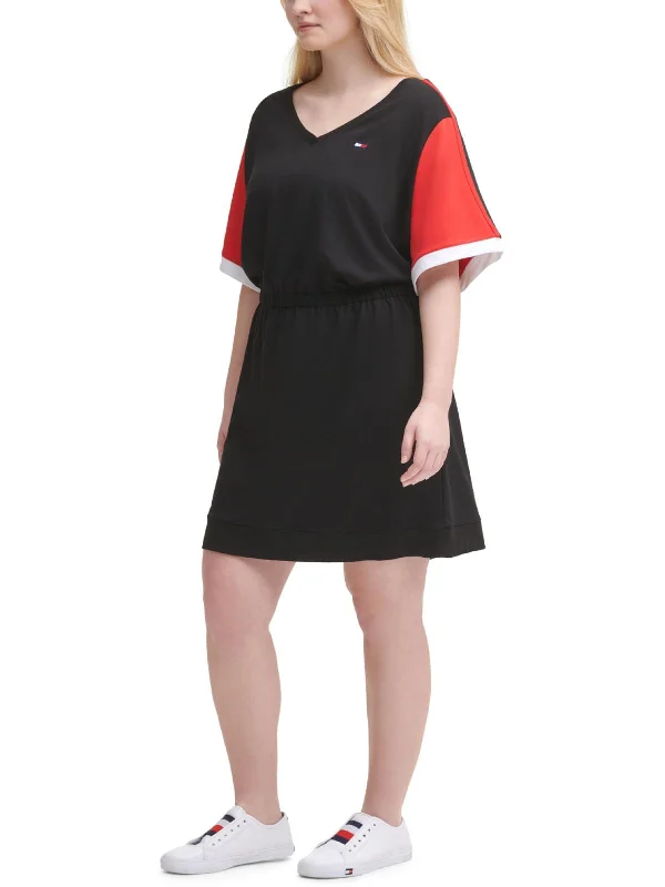 Plus Womens Colorblock Short T-Shirt Dress