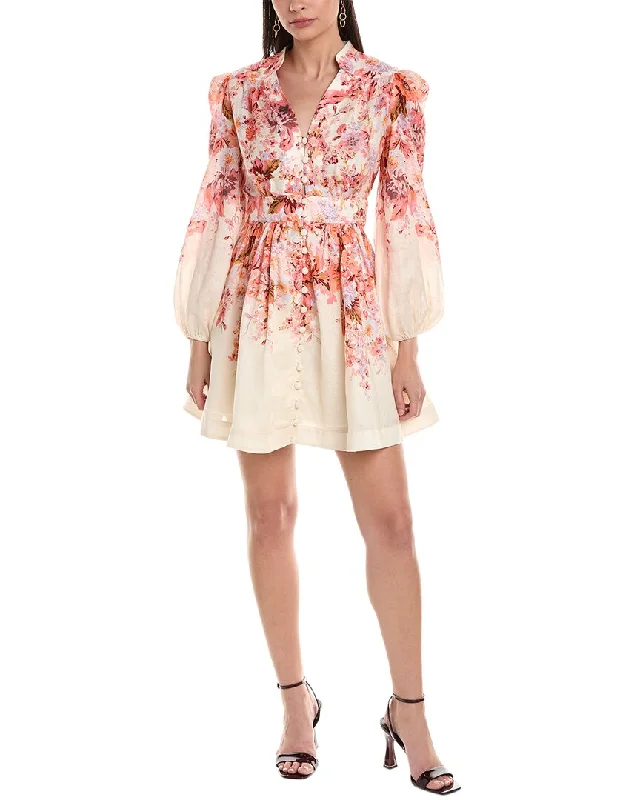 Zimmermann Devi Plunge Linen Mini Dress