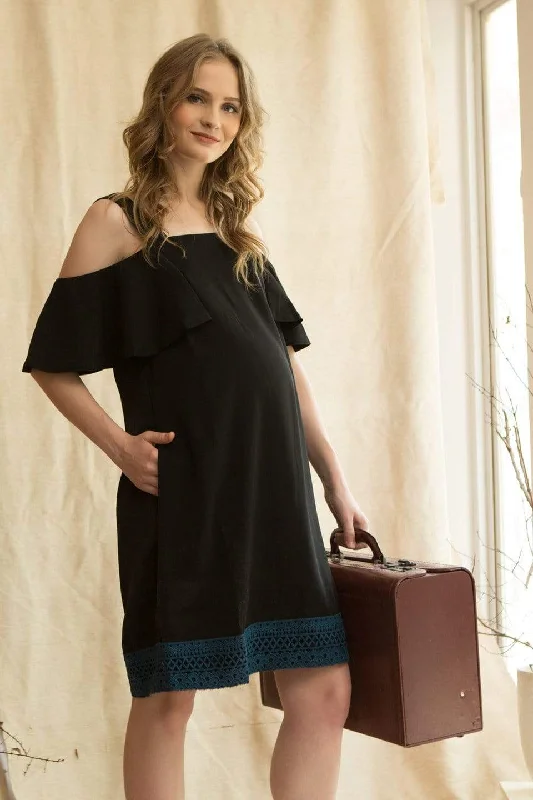 Clia Short Sleeve Off Shoulder Dress Black