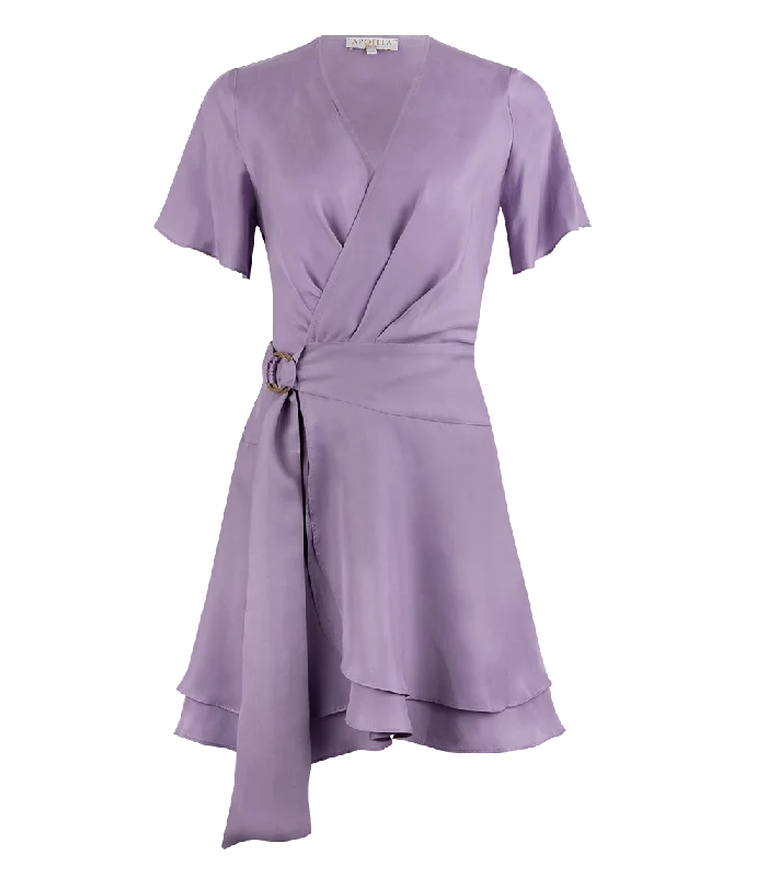 Amanda Short Wrap Dress Lavender