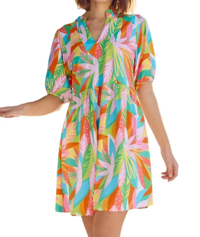 Short Sleeved Dress In Get Tropical