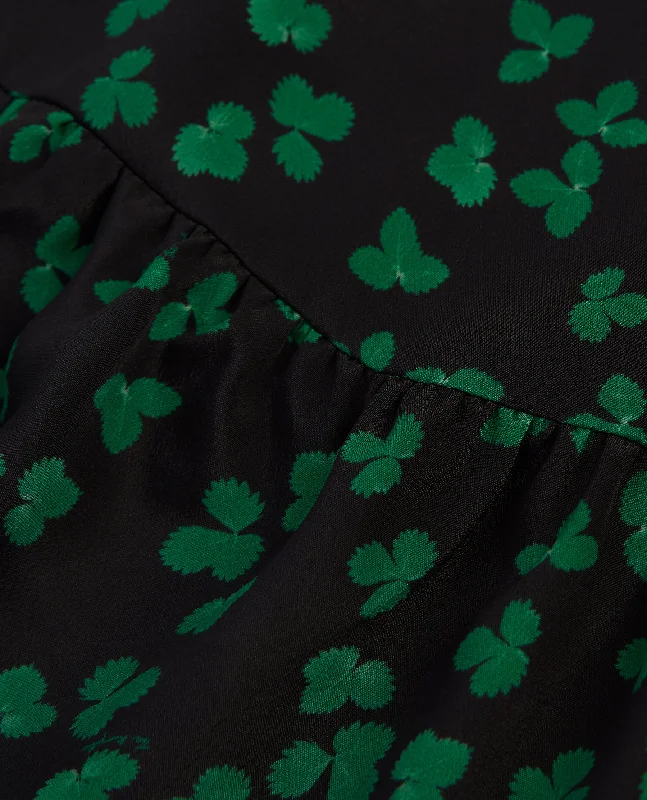 Short Dress Pattern & High Neck | Women | Black x Green