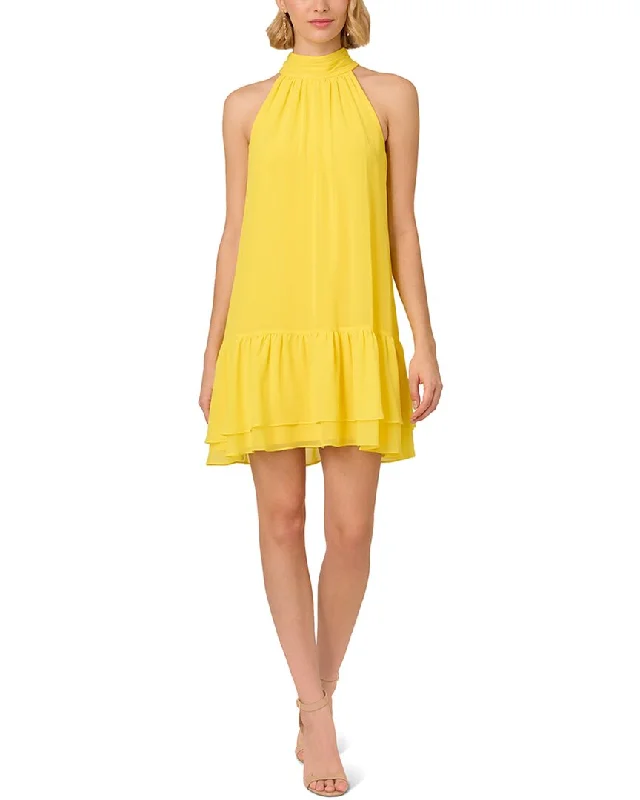 Adrianna Papell Chiffon Flounce Trapeze Short Dress