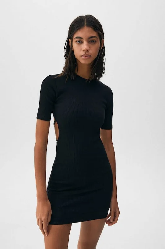 Black Short Cut-Out Back Dress