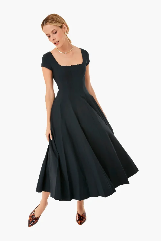 Black Short Sleeve Wells Dress