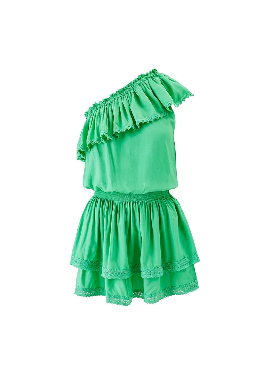 Debbie One Shoulder Short Dress Green