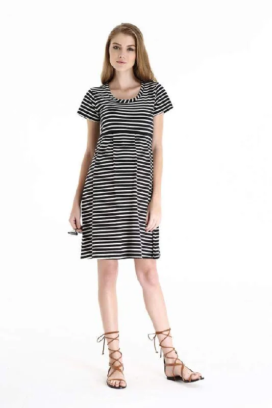 Patience Black Stripe Short Sleeve Dress