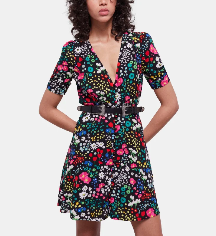 Short Printed Dress With Buttoning | Women | Multicolorlor