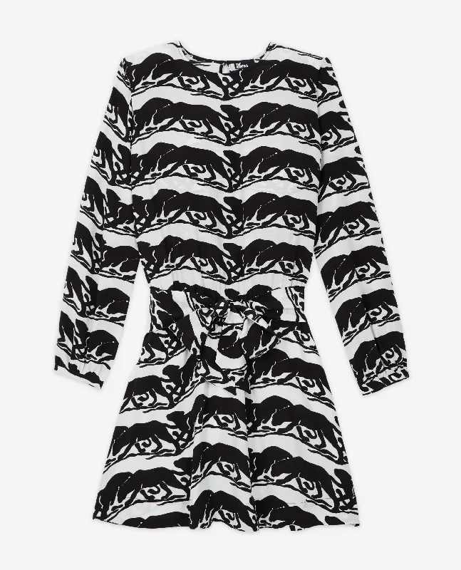 Short Dress With Printed Belt | Women | Black x White