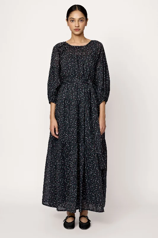 Voluminous Tiered Maxi Dress - Autumn Floral