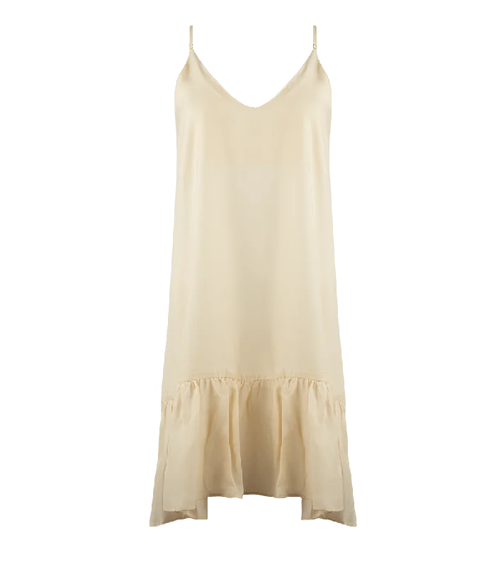 Ariadne Strap Short Frill Dress Cream