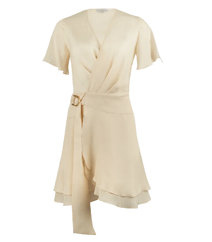 Amanda Short Wrap Dress Cream