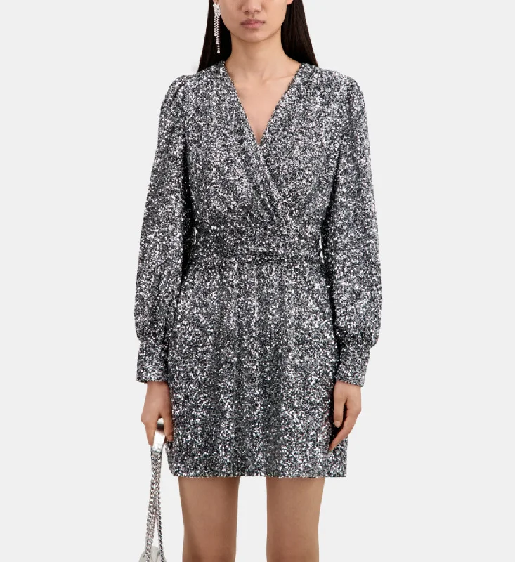 Short Sequin Dress | Women | Silver