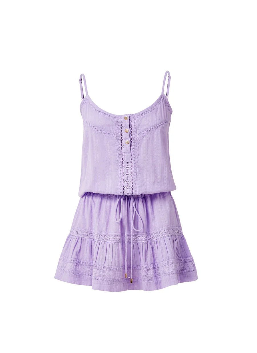 Kelly Crochet Draw String Short Dress Lavender