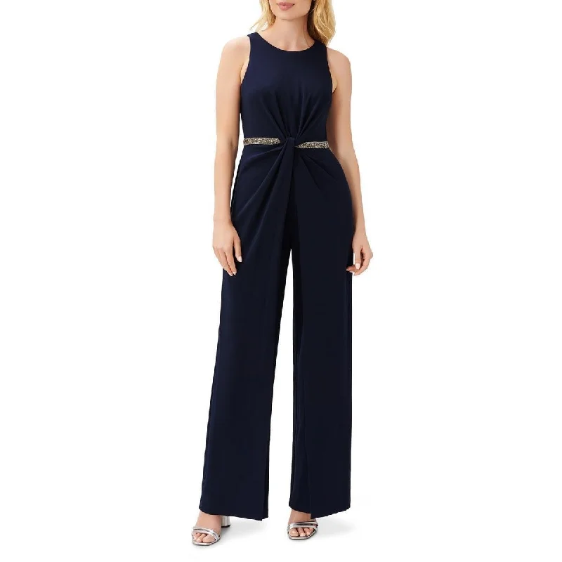 Adrianna Papell Women's Embellished Twist Front Jumpsuit Blue Size Regular - One Size