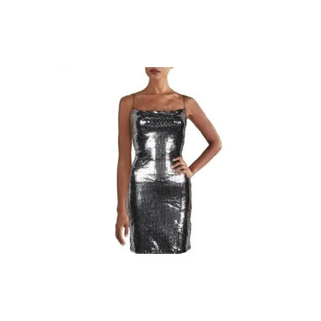 B. Darlin Junior Sheath Sequined Metallic Dress Black Size Medium