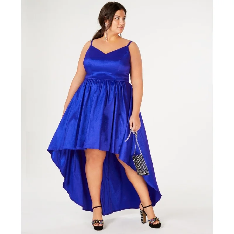 B Darlin Women's Trendy Plus Size High-Low Dress Blue Size 24