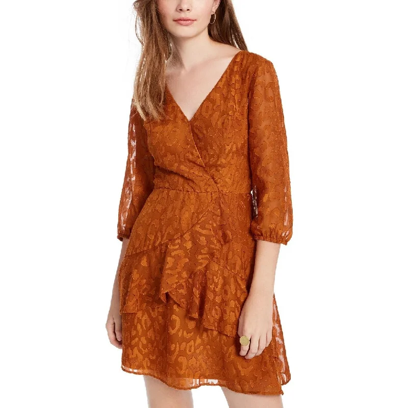 Bcx Junior's Embossed Cheetah Dress Orange Size X-Small