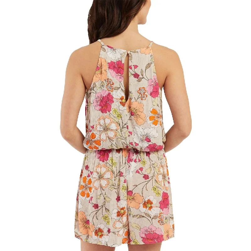 Bcx Junior's Floral Romper Brown Size X-Small