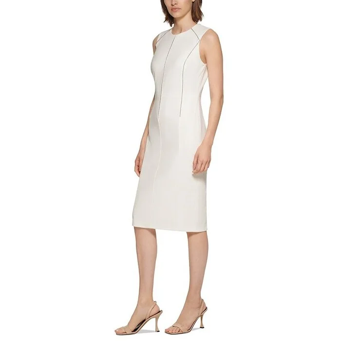 Calvin Klein Women's Embellished Sheath Dress White Size 6