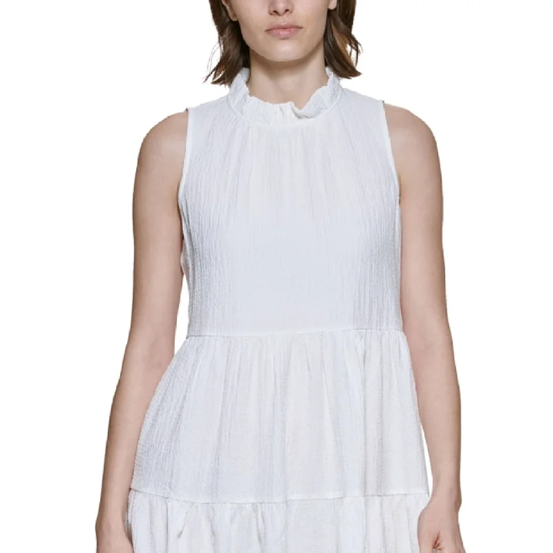 Calvin Klein Women's Sleeveless Tiered Dress White Size 10