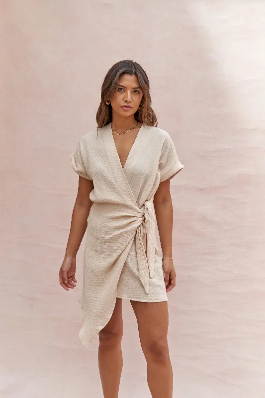 Charli Silvia Wrap Dress in Parchment