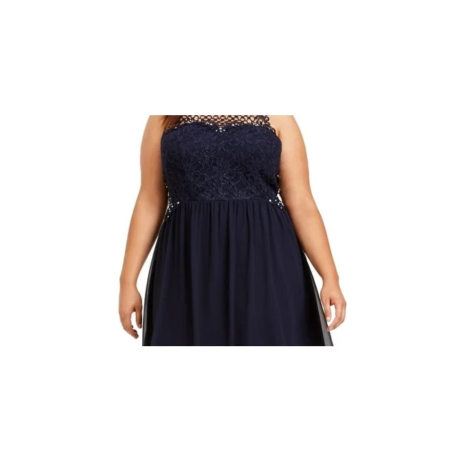 City Studios Junior's High Low Dress Blue Size 14W