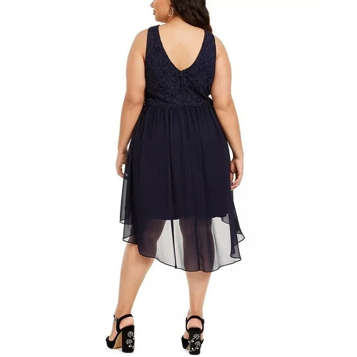 City Studios Trendy Plus Size Juniors' High-Low Dress Navy Size 22W