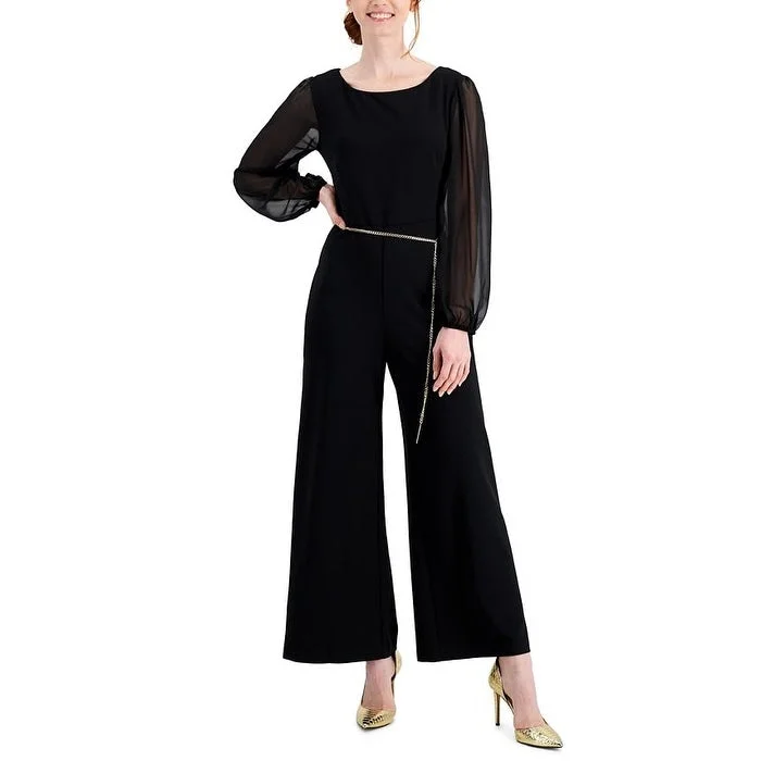 Connected Women's Chain Belt Jumpsuit Black Size 6Petite - 6 Petite