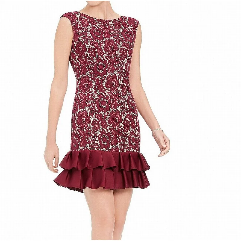 Donna Ricco Women's Sleeveless Lace Dress Wine Size 8