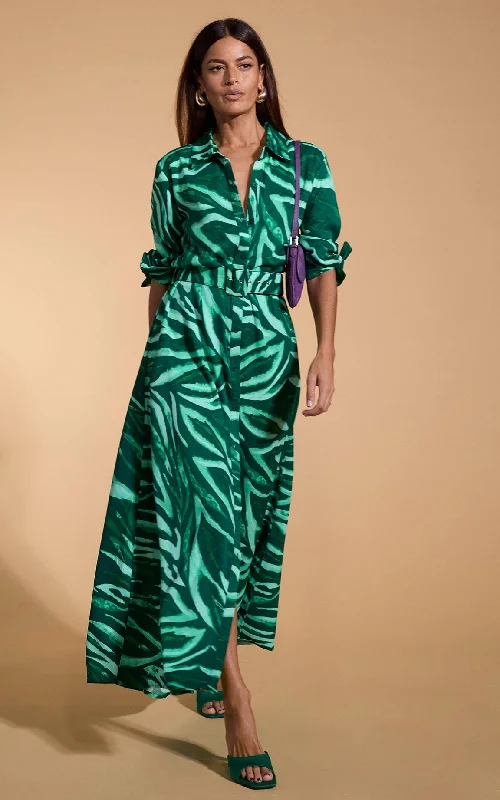 Dove Dress In Green Painted Zebra