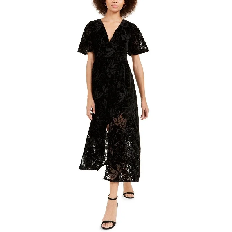 French Connection Women's Hanna Velvet Devore Dress Black Size 2