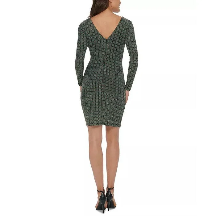 Guess Women's Metallic Dew-Drop Knit Dress Dark Green Size 2