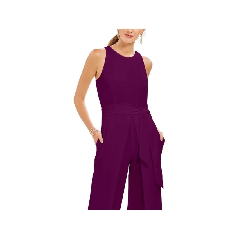 Inc International Concepts Women's Belted Flyaway-Leg Jumpsuit Wine Size 2