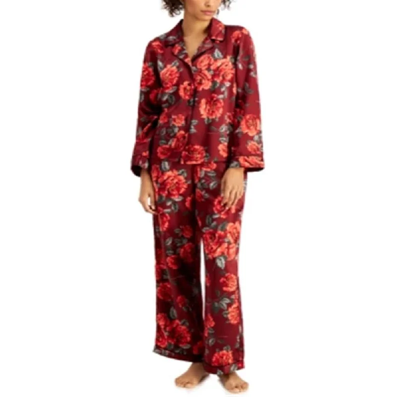 INC International Concepts Women's Satin Pajama & Headband 3Pc Set Red Size XX-Large