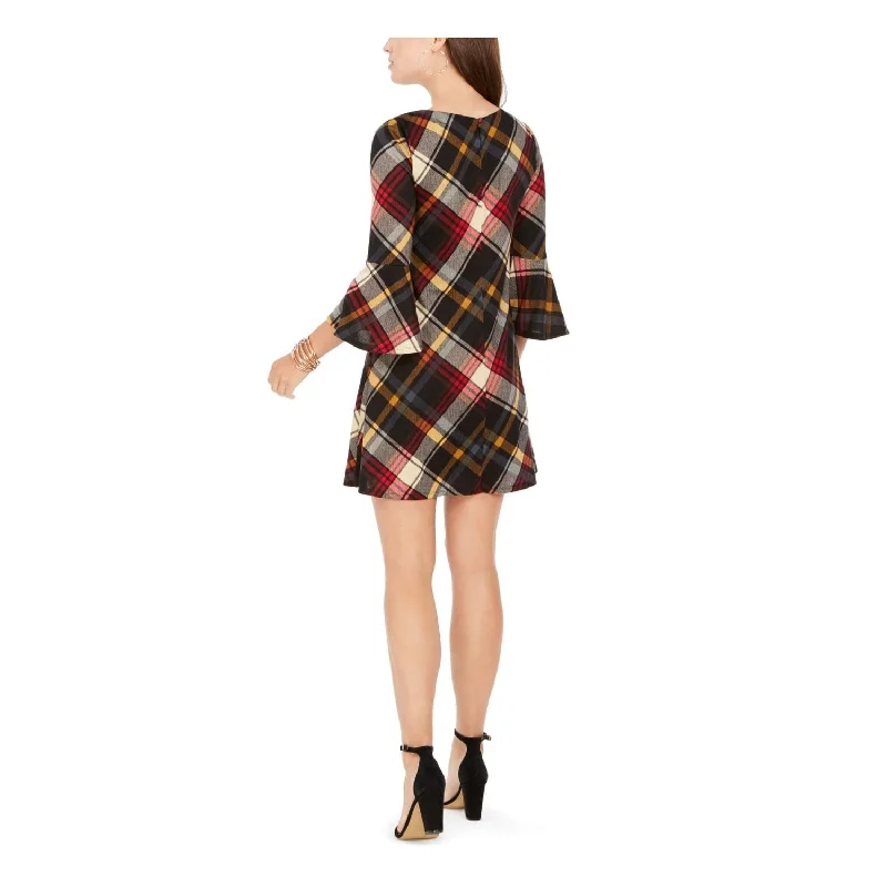 Jessica Howard Women's Plaid Bell Sleeve Shift Dress Red Size Xl